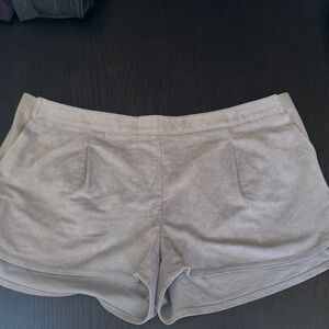 BCBGMaxAzria High Waist Suede Shorts in Tan